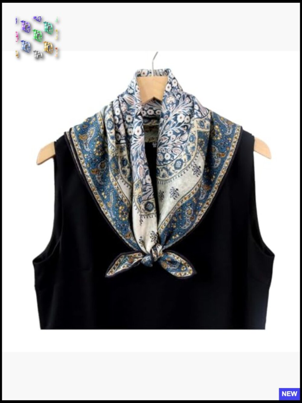 Square Silk Wool Blend Scarf Lightweight Printed Wrap - Picture 3 of 7